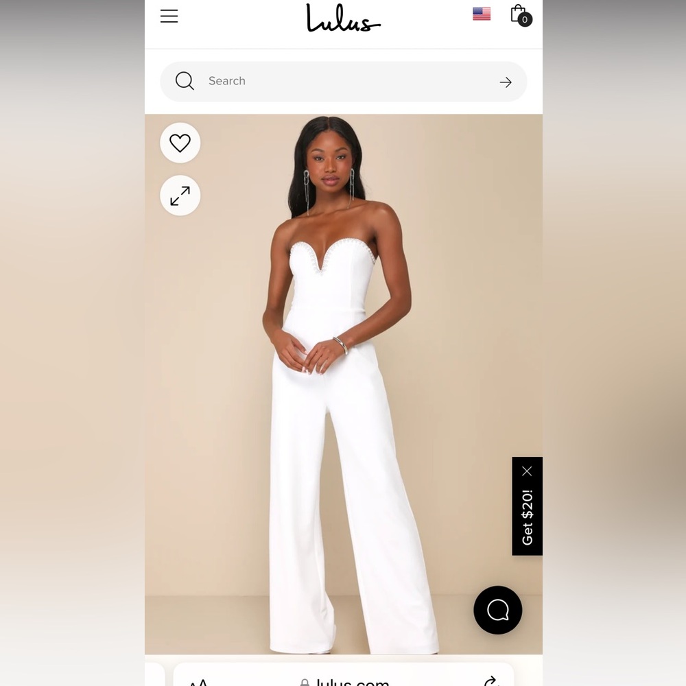 Brand new Major Glam White Rhinestone Strapless Wide-Leg Jumpsuit